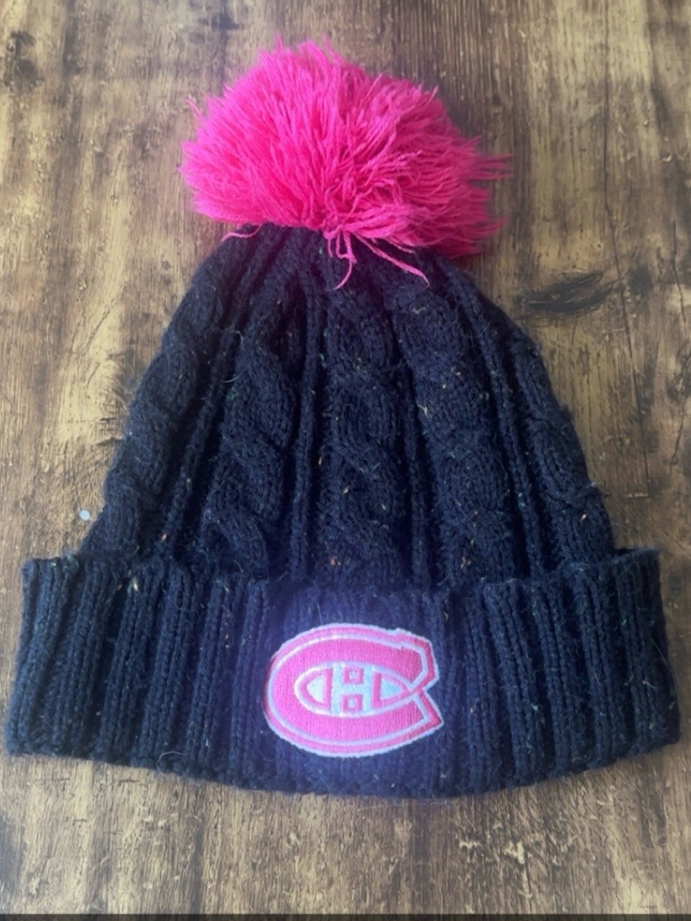 Montreal Canadiens Black Knit Pom Pom Beanie